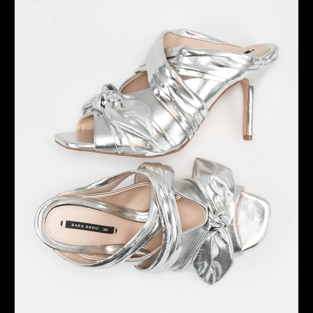 Zara | Silver Open Toe Heels